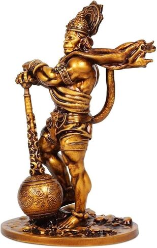 zig zag Bahubali Hanuman Idol for Car Dashboard Hanuman Murti Bajrang Bali Small Statue for Gift, Decor, Golden (4.5 inch) in Saudi Arabia