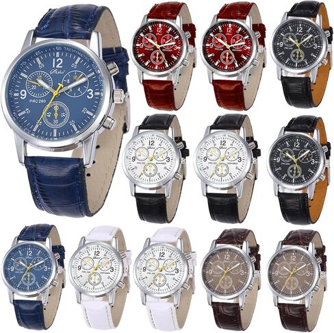 12 Pack Men's Leather Quartz Watch Classic Business Casual Dress Jelly Sports Wrist Band Watches Wholesale Bulk Lots Set Men Watches in Saudi Arabia