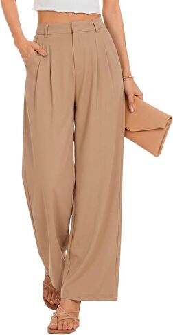 Wide Leg Pants for Women High Waist Palazzo Trousers 2026 Spring/Summer Vacation Business Casual Slacks with Pockets in Saudi Arabia