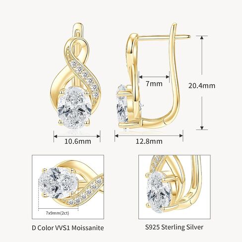 2CT Infinity Moissanite Hoop Earrings for Women, D Color VVS1 925 Sterling Silver Infinity Earrings for Mom Wife Birthday Jewerly Gifts in Kuwait