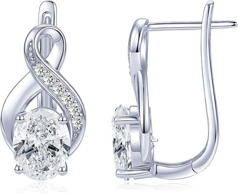 2CT Infinity Moissanite Hoop Earrings for Women, D Color VVS1 925 Sterling Silver Infinity Earrings for Mom Wife Birthday Jewerly Gifts in Kuwait