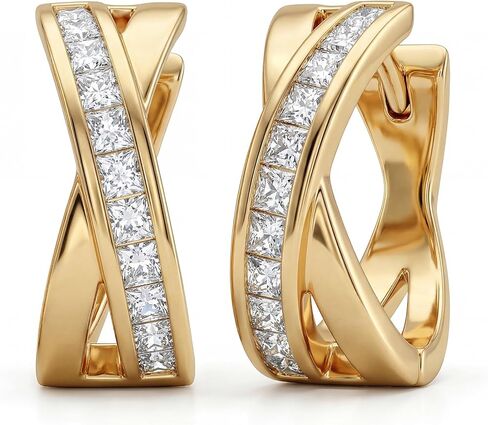 MYEARS Gold Huggie Earrings for Women, 14K Gold Plated Small Chunky Cubic Zirconia Hoops Earrings Cuffs Everyday Minimalist Jewelry Gifts in Kuwait