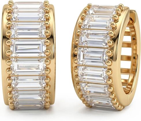MYEARS Gold Huggie Earrings for Women, 14K Gold Plated Small Chunky Cubic Zirconia Hoops Earrings Cuffs Everyday Minimalist Jewelry Gifts in Kuwait