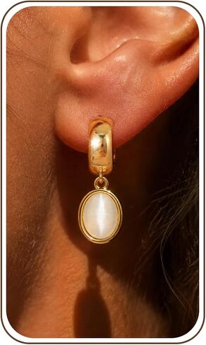 Trendy Gold Dangle Earrings for Women,14K Gold Plated Drop Earring Huggie Chunky hoop Earrings With Bezel-Set Statement Cubic Zirconia Charm Lightweight Hypoallergenic Jewelry Accessories Gifts for Women in Saudi Arabia