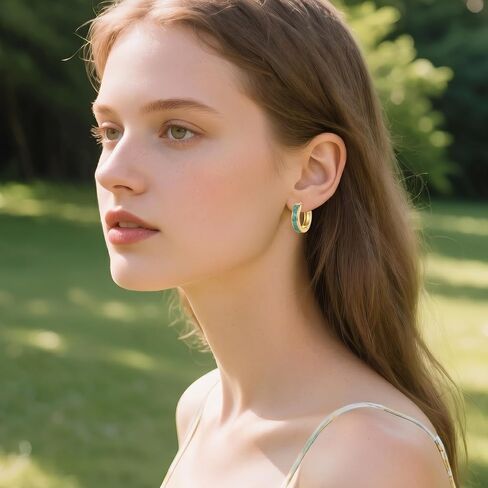 Real Turquoise Hoop Earrings 18K Gold Plated Western Turquoise Boho Earring Jewelry Gift for Women in Saudi Arabia