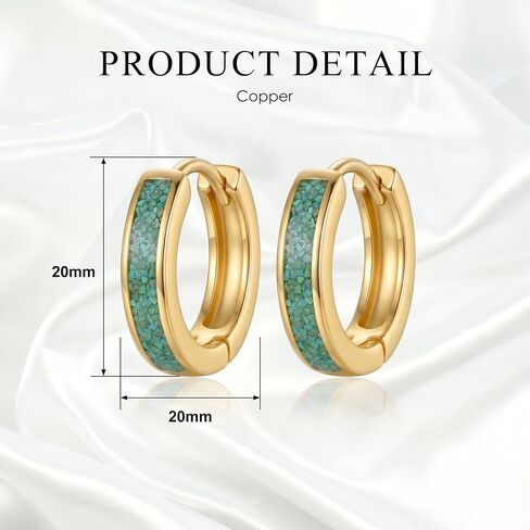 Real Turquoise Hoop Earrings 18K Gold Plated Western Turquoise Boho Earring Jewelry Gift for Women in Saudi Arabia