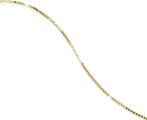 forme di Lucchetta -14k Solid Gold Box Chain Necklace for Men & Women, Authentic Italian Made Jewelry, Delicate and Luminous 1mm, 20 Inch with Gift Box in Kuwait