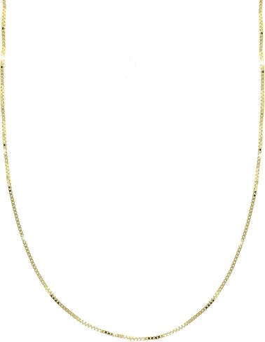 forme di Lucchetta -14k Solid Gold Box Chain Necklace for Men & Women, Authentic Italian Made Jewelry, Delicate and Luminous 1mm, 20 Inch with Gift Box in Kuwait