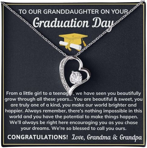Granddaughter Graduation Gift from Grandma & Grandpa, Gifts for Granddaughter Graduation Class of 2026 Necklace with Message Card and Gift Box in Saudi Arabia