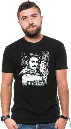 Nikola Tesla T-Shirt Tesla with Electrical Gun Men's Funny T-Shirt in Saudi Arabia