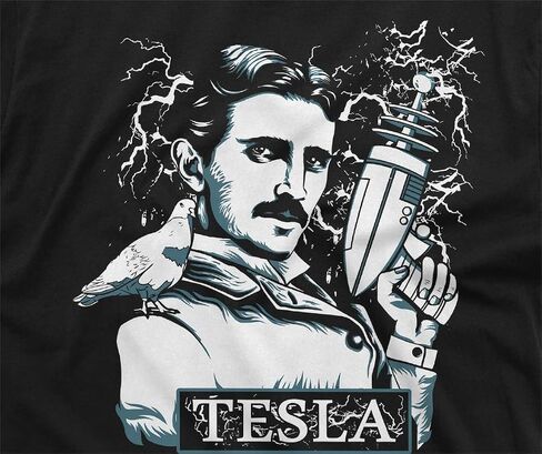 Nikola Tesla T-Shirt Tesla with Electrical Gun Men's Funny T-Shirt in Saudi Arabia