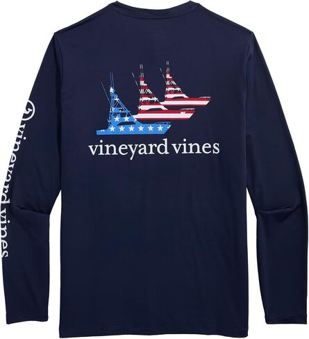 Vineyard Vines Men's Sportfisher USA Flag Long-Sleeve Harbor Performance Tee in Saudi Arabia