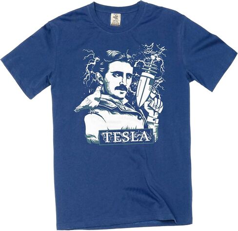 Nikola Tesla T-Shirt Tesla with Electrical Gun Men's Funny T-Shirt in Saudi Arabia