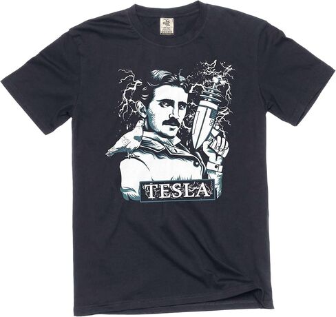 Nikola Tesla T-Shirt Tesla with Electrical Gun Men's Funny T-Shirt in Saudi Arabia
