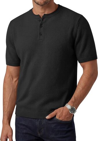 August Alley Men's Short Sleeve Tops Henley Neck Knitted Lightweight T-Shirts Summer Business and Casual Shirts in Saudi Arabia