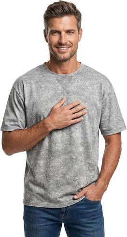 Keyocean Men's Cotton T-Shirts Vintage Distressed Solid Shirt Short Sleeve Soft Knit Tees in Saudi Arabia