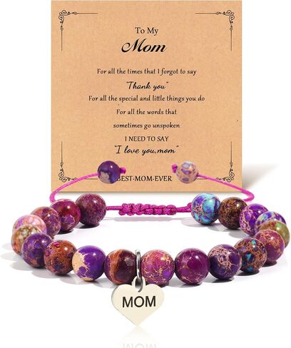 Mothers Day Gifts for Women, Natural Stone Beaded Bracelet Jewelry Birthday Gifts for Mom Grandma Aunt Mother in Law Nana Boyfriend Mom in Saudi Arabia