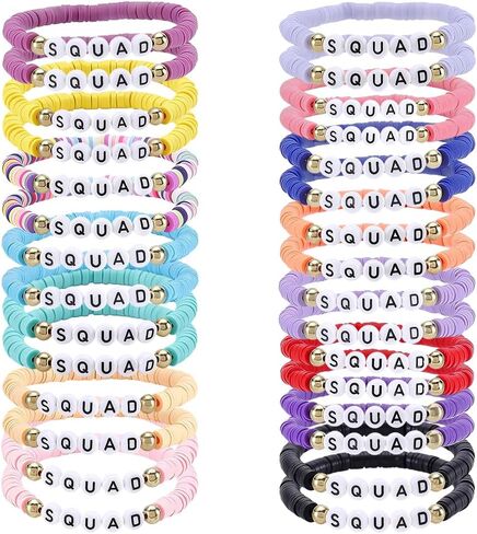 PH PandaHall 30PCS 15 Colors Friendship Bracelets Heishi Clay Bead Bracelet Beaded Bracelet Surfer Stretch Beaded Jewelry for Women Best Friends Goodie Bag Stuffers Filler, 2" in Dia in Kuwait
