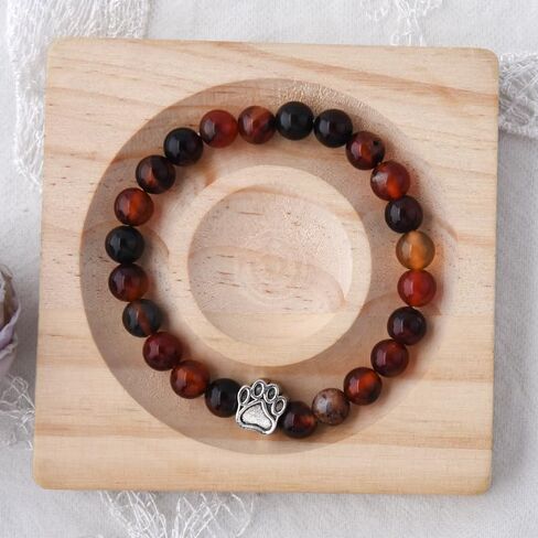 ShiQiao Spl Cat Dog Footprint Paw Stretchable Bracelet for Women Men Birthday Gifts for Cat Dog Lovers Gift for Pet Owner Natural Stone Beads Bracelets for Daughter Son Memorial Remembrance Bracelet in Kuwait