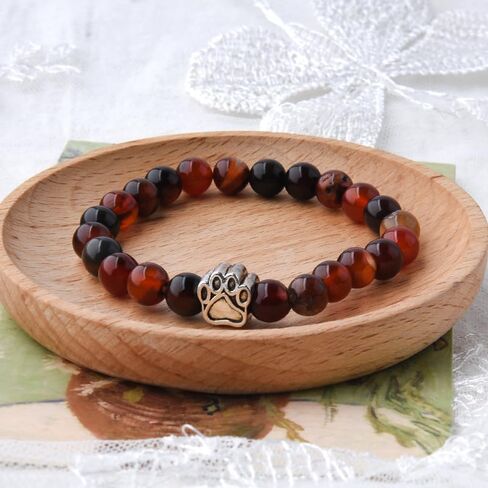 ShiQiao Spl Cat Dog Footprint Paw Stretchable Bracelet for Women Men Birthday Gifts for Cat Dog Lovers Gift for Pet Owner Natural Stone Beads Bracelets for Daughter Son Memorial Remembrance Bracelet in Kuwait
