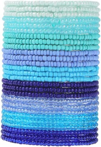 Pingyongchang Cute Handmade Colorful Seed Beads Bracelet Set Bohemian Crystal Glass Beads Stackable Elastic Multilayer Stretch Bracelets for Women Boho Beach Hawaii Surf Jewelry Gift in Kuwait