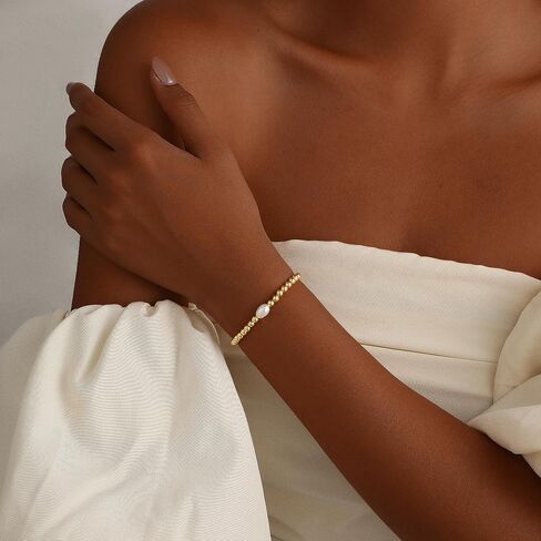 Gold/Silver Bracelets for Women Stackable 14K Gold/Silver Plated Stretch Bracelets Dainty Paperclip Cross Bow Charm Accessories Jewelry for Women Trendy in Kuwait