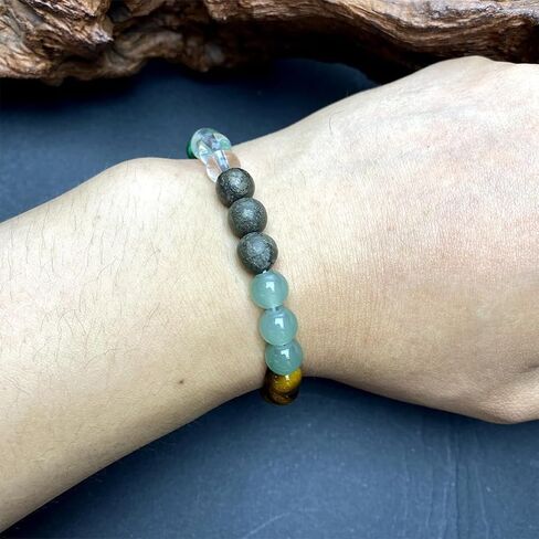Beaded Stretch Bracelets for Women Pyrite Malachite Bracelet for Enhancing Money Flow Jewelry Gift for Rich in Kuwait