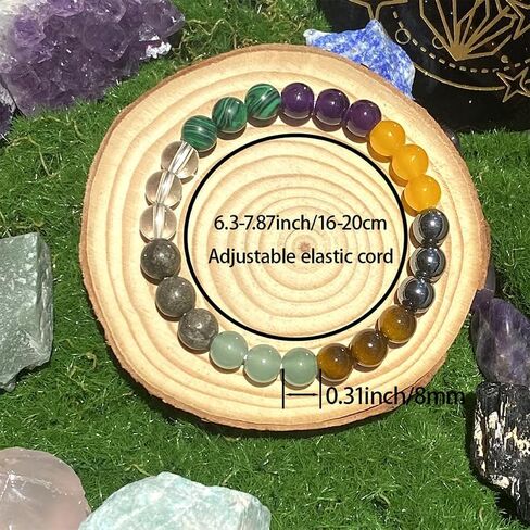 Beaded Stretch Bracelets for Women Pyrite Malachite Bracelet for Enhancing Money Flow Jewelry Gift for Rich in Kuwait