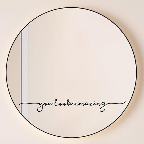ZONICE You Look Amazing Mirror Decal - 18 x 2.5 Inch Mirror Vinyl Slogan Wall Sticker for Bedroom,Living Room,Office,Bathroom,Beauty Salon,Hair Salon.Inspirational Quotes Decal for Women,Girl,Student in Saudi Arabia