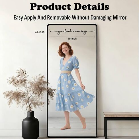 ZONICE You Look Amazing Mirror Decal - 18 x 2.5 Inch Mirror Vinyl Slogan Wall Sticker for Bedroom,Living Room,Office,Bathroom,Beauty Salon,Hair Salon.Inspirational Quotes Decal for Women,Girl,Student in Saudi Arabia