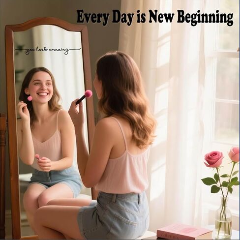 ZONICE You Look Amazing Mirror Decal - 18 x 2.5 Inch Mirror Vinyl Slogan Wall Sticker for Bedroom,Living Room,Office,Bathroom,Beauty Salon,Hair Salon.Inspirational Quotes Decal for Women,Girl,Student in Saudi Arabia