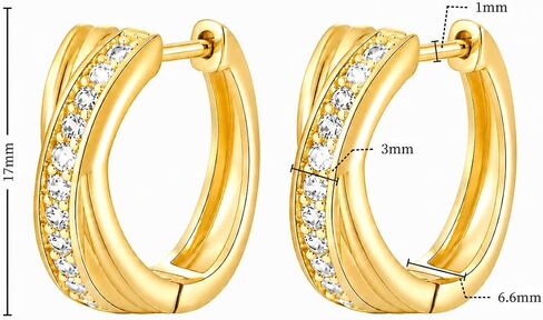 14K Gold Hoop Earrings for Women X-Shaped CZ Diamond Huggie Earrings Small Twisted Crossover Hoops 17mm Lightweight Hypoallergenic Everyday Jewelry Gifts in Kuwait