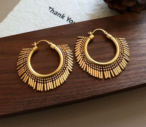 Gold Tassel Huggie Hoop Earrings Dainty Small Simple Hypoallergenic Jewelry Gift for Women in Kuwait