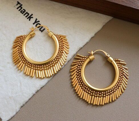 Gold Tassel Huggie Hoop Earrings Dainty Small Simple Hypoallergenic Jewelry Gift for Women in Kuwait