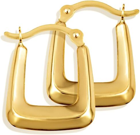 Gold Classic Square Hoop Earrings for Women | 10K or 14K Yellow Gold in Saudi Arabia