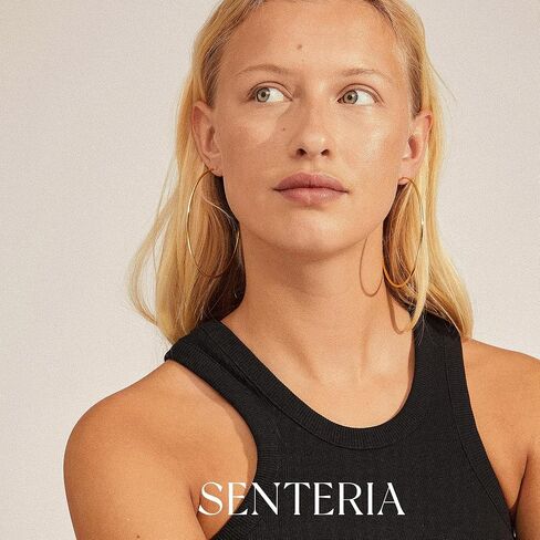 Senteria Thin Gold Hoop Earrings for Women 14k Gold Plated Hoop Earrings Hypoallergenic 925 Sterling Silver Post Lightweight Endless Large Big Gold Hoop Earrings 30/40/50/60/70mm in Kuwait
