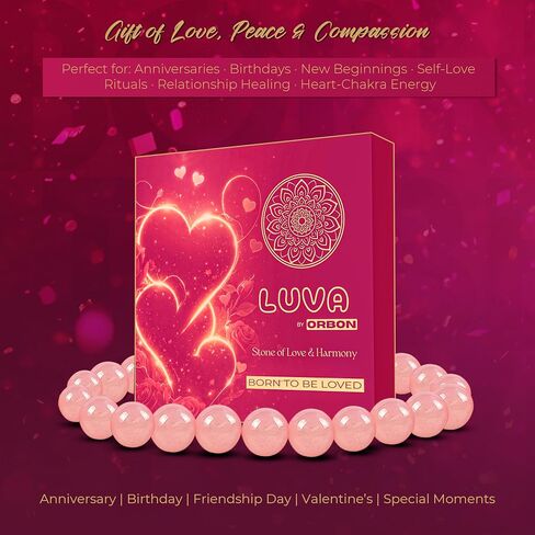 Rose Quartz Bracelet for Women & Men | Original Certified Natural Rose Quartz Crystal Love Stone Bracelet | Self Love & Heart Chakra Energy Jewellery with Activation Card & Authenticity Certificate in Saudi Arabia