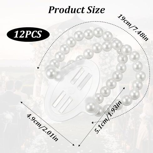 12 Pcs Wrist Corsage Bracelets, Elastic Faux Pearl Bead Corsage Wristlet for Bride Bridesmaid DIY, Stretch Wedding Wristband, White in Kuwait