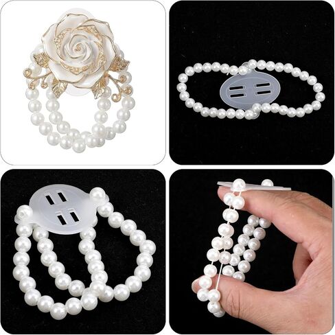 12 Pcs Wrist Corsage Bracelets, Elastic Faux Pearl Bead Corsage Wristlet for Bride Bridesmaid DIY, Stretch Wedding Wristband, White in Kuwait