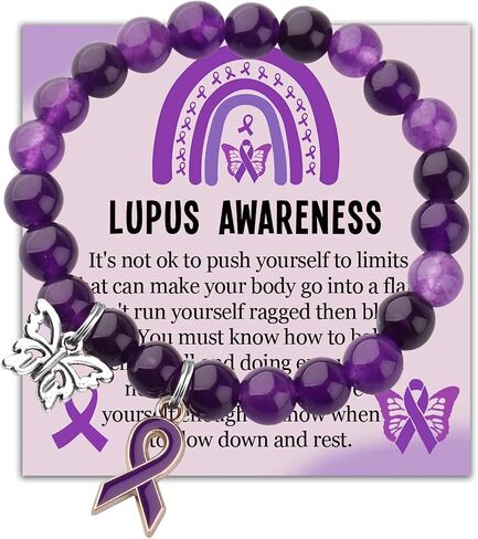 Lupus Awareness Bracelet lupus Warrior Gifts Purple Ribbon Lupus Recovery Encouragement Present For Women in Kuwait