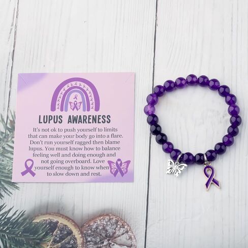 Lupus Awareness Bracelet lupus Warrior Gifts Purple Ribbon Lupus Recovery Encouragement Present For Women in Kuwait