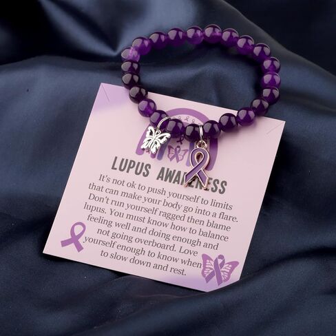 Lupus Awareness Bracelet lupus Warrior Gifts Purple Ribbon Lupus Recovery Encouragement Present For Women in Kuwait