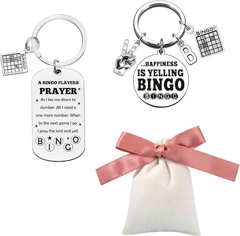 2pcs Funny Bingo Gifts Keychain Set for Bingo Lovers, Bingo Accessories for Women Men, Digital Game Keychains Bingos Stuff Prizes for Adults with Gift Bag for Lucky Player Game Lovers Casino Themed in Saudi Arabia