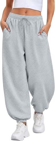 Balloon Pants Women Y2K Baggy Drawstring Lantern Wide Leg Sweatpants Elastic Waist Casual Joggers with Pockets in Kuwait