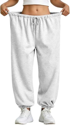 Balloon Pants Women Y2K Baggy Drawstring Lantern Wide Leg Sweatpants Elastic Waist Casual Joggers with Pockets in Kuwait