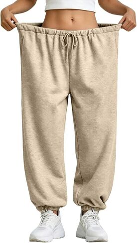 Balloon Pants Women Y2K Baggy Drawstring Lantern Wide Leg Sweatpants Elastic Waist Casual Joggers with Pockets in Kuwait