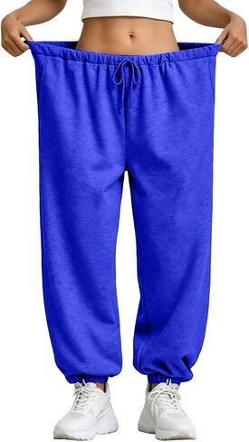 Balloon Pants Women Y2K Baggy Drawstring Lantern Wide Leg Sweatpants Elastic Waist Casual Joggers with Pockets in Kuwait