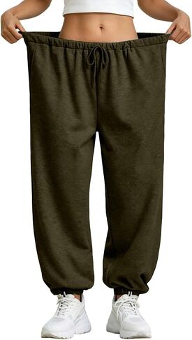 Balloon Pants Women Y2K Baggy Drawstring Lantern Wide Leg Sweatpants Elastic Waist Casual Joggers with Pockets in Kuwait