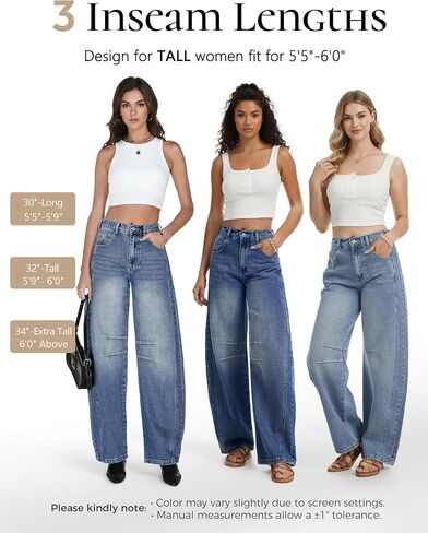 SEVEGO Womens Tall Barrel Jeans Vintage Wide Leg Mid Rise Baggy Y2k Cropped Relax Fit Denim Trouser Ankle Pants,34" Inseam,Dark Blue,14 in Saudi Arabia