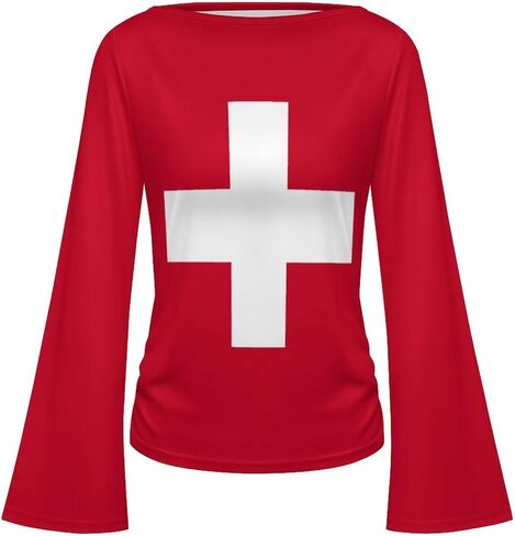 Women's Long Sleeve Cameroon Flag Basic T-Shirt Solid Color Soft Comfy Casual Fall Shirts for Women Tops in Kuwait